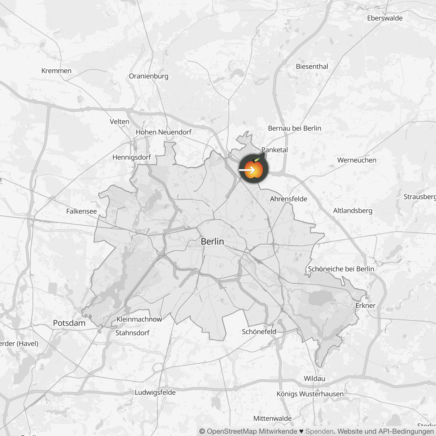 Karte von Berlin mit Lage des Geschäfts