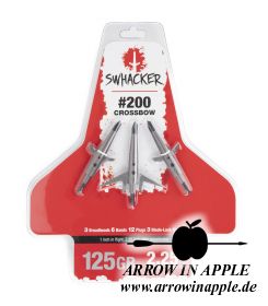 Swhacker #200 Crossbow Broadhead, 125 Grain, 2.25-Inch Cut, (3er) incl. Blade-Lock (4159)